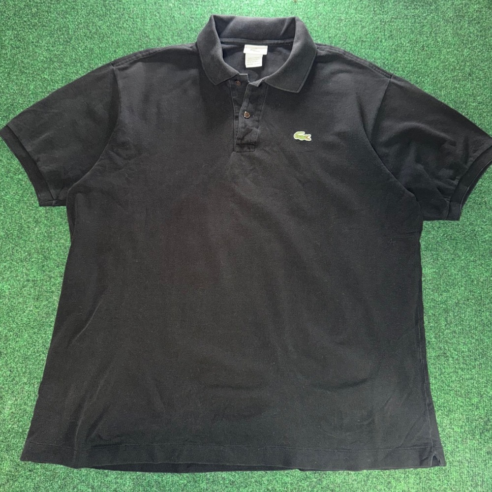 Lacoste Mens Black Short Sleeve Pique Polo Shirt Made in France Size 6 XL